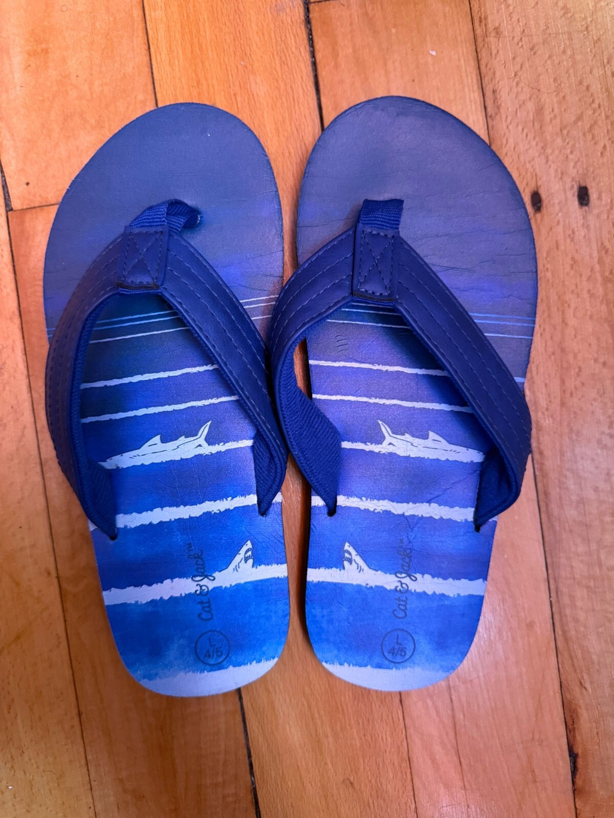 Cat & Jack Boys Flip Flops Size L 4/5 –Summer Beach Sandals Comfortable Footwear