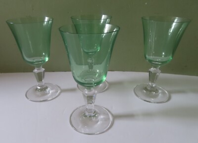 4 Miller Rogaska Alfresco Green 8 Oz Wine Goblets / Glasses