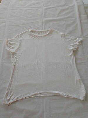 Damen T-Shirt Primark Größe 16 Kurzarm Rundhals Weiß 22667