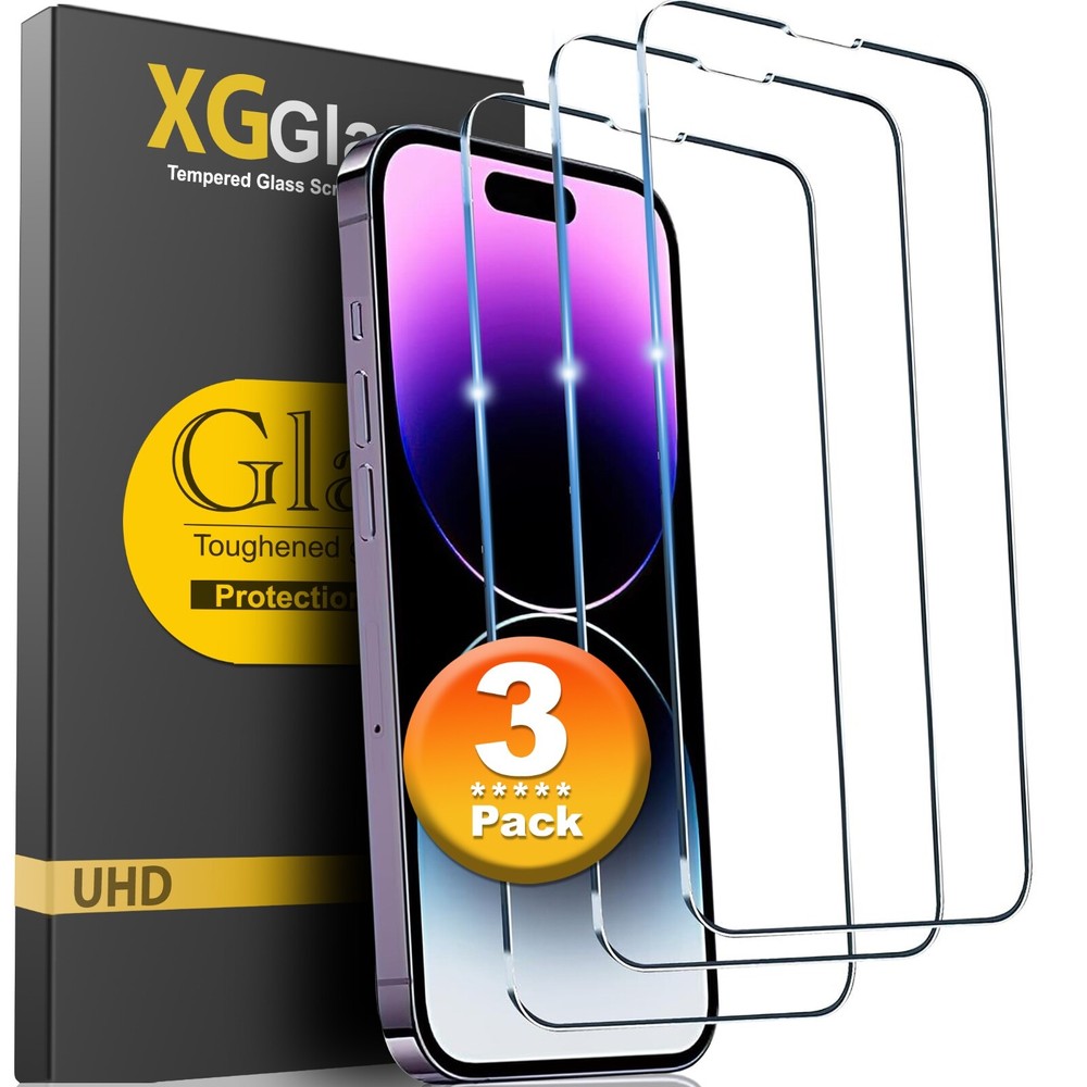 3X Tempered Glass Screen Protector For iPhone 16 15 14 13 12 11 Pro Max XR 8 7 6