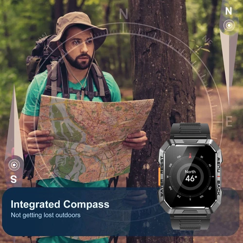 Militär Smartwatch Herren mit Telefonfunktion Pulsmesser Schlafmonitor Sportuhr - Bild 5 von 11