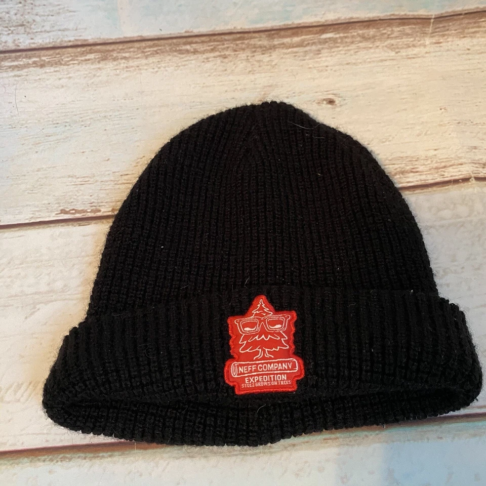 Gorro plegable Neff negro mezcla de lana con parche con logotipo rojo talla OS Foto 4 de 4