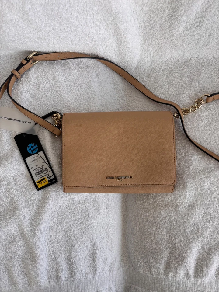 Новый с Ярлыками Карл Лагерфельд коньяк желтовато-коричневый золотой через плечо Дамская сумка сумочка сумка — совершенно новый! - Изображение 3 из 3