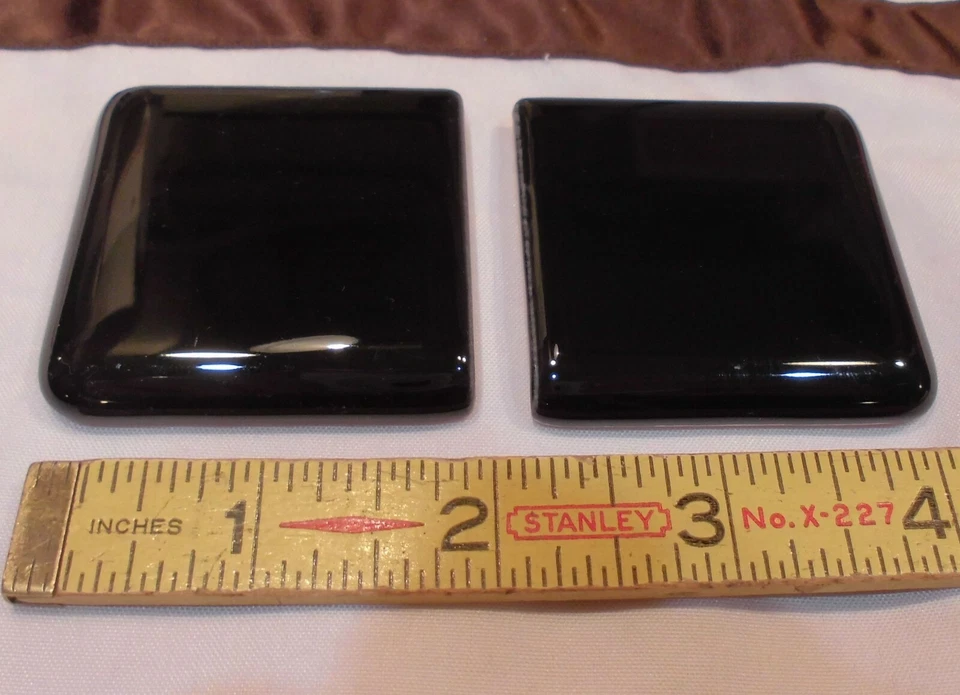 2 uds. *Negro Brillante* Azulejos Esquineros Nariz de Toro Superficie Cerámica 2" X 2" X 5/16" NUEVO Foto 3 de 4