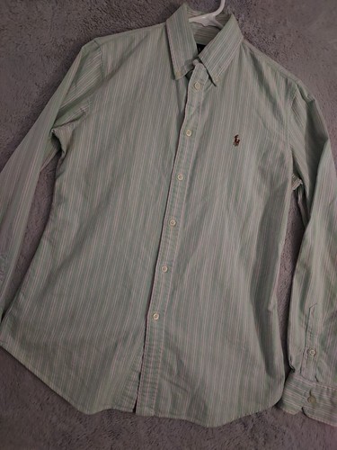 Polo Ralph Lauren Hemd Herren Small Chambray Oxford Grün Fleisch Pony Preppy Freizeit