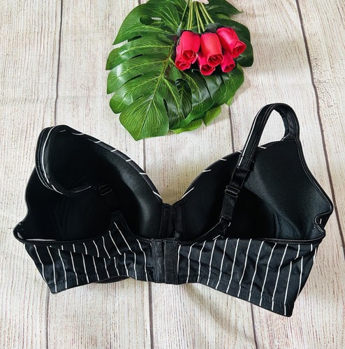 Bali Women’s Black & White Striped One Smooth U Underwire Bra Size 38DD - Picture 3 of 6