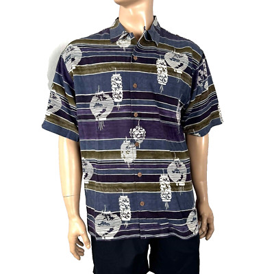 Tommy Bahama 100% Silk Hawaiian Lanterns Camp Shirt Size L $138