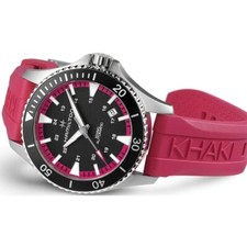New Hamilton Khaki Navy Scuba 40mm Pink Rubber Auto Wrist Watch H82395330 3