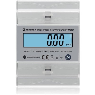 Stromzähler 3 Phasen, DIN-Schiene, Energie Monitor, Wattmeter, 230/400V, kWh,...