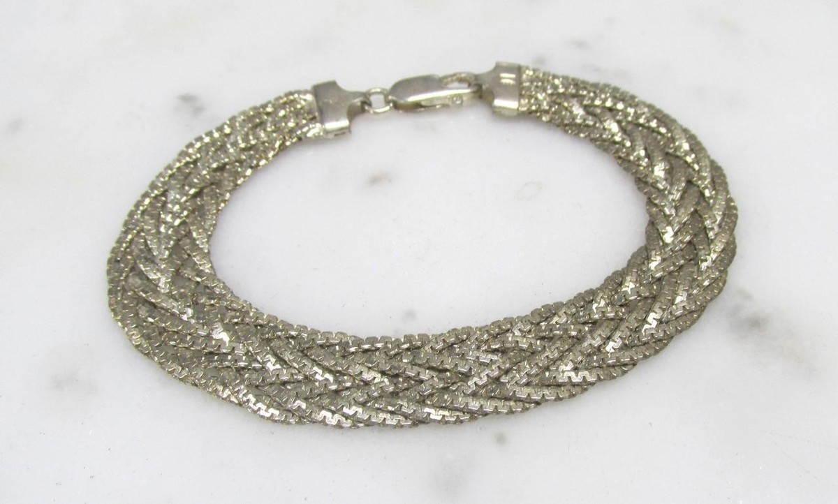 Sterling Silver Braided Chain Bracelet ~ 7-1/4
