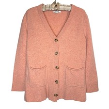 Madewell M Boiled Merino Wool Donegal Maysfield Cardigan Sweater in Peach