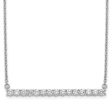14k White Gold Diamond Bar Pendant Necklace 18" for Women 2.85gm