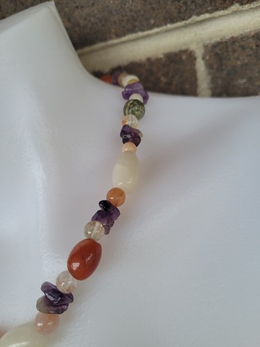 Vintage Cornelian Agate Stone Necklace - Picture 2 of 6