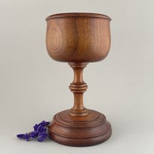 Vintage Turned Wood Pedestal Bowl Signed 10.5"