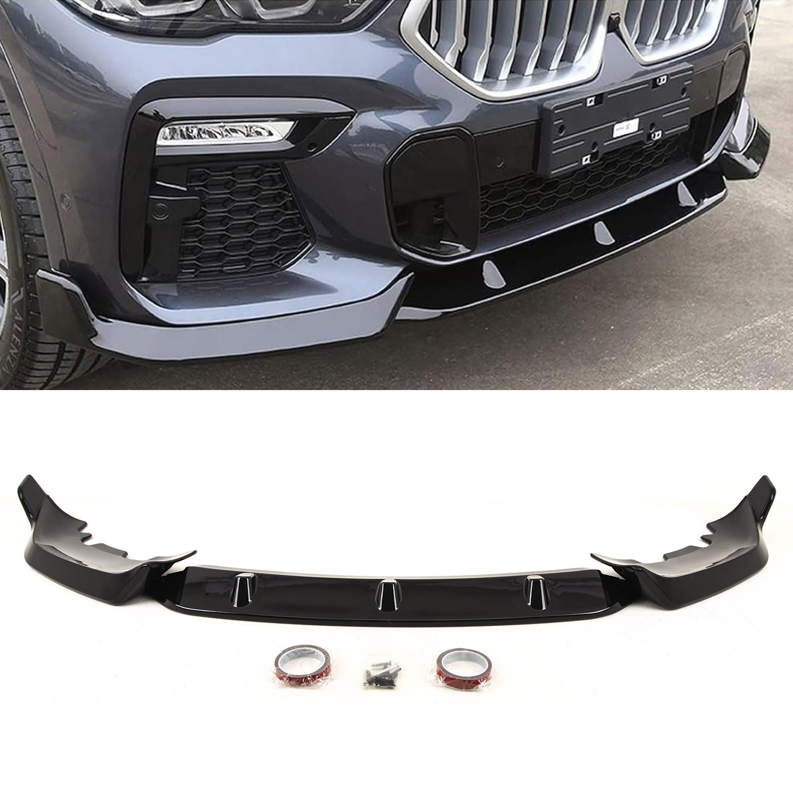 Fits BMW X6 G06 2019-2022 Front Bumper Splitter Lip Spoiler Diffuser Gloss Black