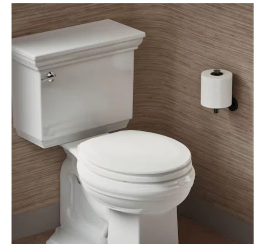 Asiento de inodoro redondo de madera ancha KOHLER en blanco 25882-0 Foto 2 de 4