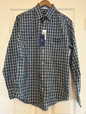 IZOD Mens Button Down Shirt Blue Plaid Classic Fit L/S Essentials Size M NWT 65