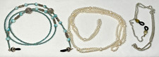 Lot of 3 Eye Glass Holder Chains Faux Pearl Blue Bead Silvertone
