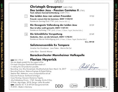 BAROCKORCHESTER MANNHEIMER HOFKAPELLE/EX TEMPORE/FLORIAN HEYERICK CHRISTOPH GRAU
