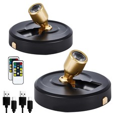 HOFUY 2-Pack Wireless LED Spotlight Rechargeable Picture Lights Indoor, Plant La