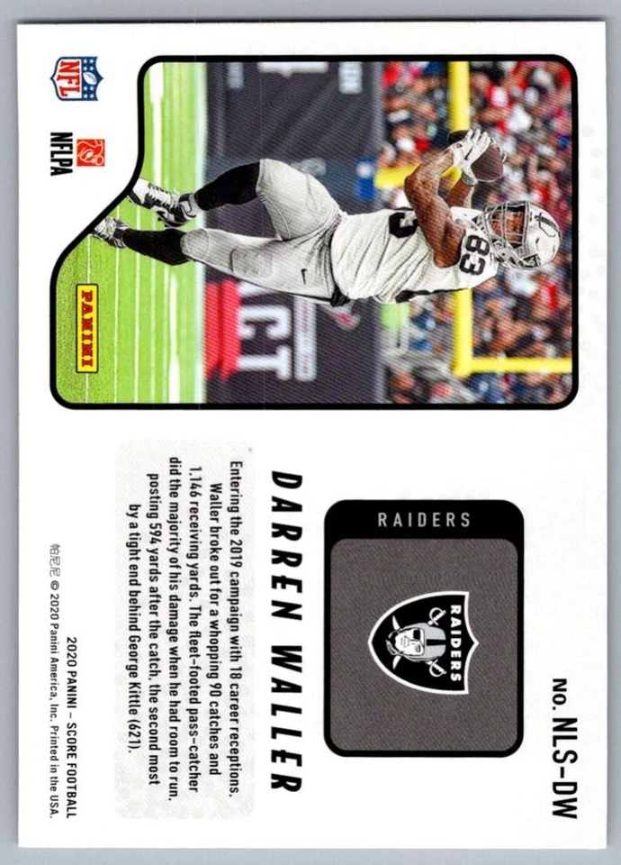 2020 Score Darren Waller Las Vegas Raiders #NLS-DW - Image 2 of 2