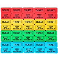 2000 Pcs 1000 Pairs Raffle Tickets 50/50 Double Tickets 250 Per Stack Blue Red