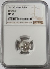 2021 PLATINUM GREAT BRITAIN 1/10 oz 10 POUNDS BRITANNIA COIN NGC MINT STATE 69 4950.00 per troy oz