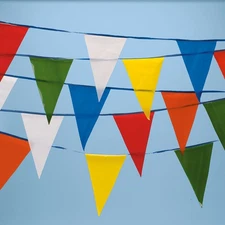 SSWBasics Multi-Colored Pennant Flags on a String - Durable Advertising Flags