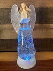 LED Light Up Glitter Swirling Angel Holding Dove, Memorial Angel New In Box — photo 2