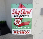 Vintage 1963 Original 12"x18" TEXACO SKY CHIEF PORCELAIN Gas Pump Plate SIGN
