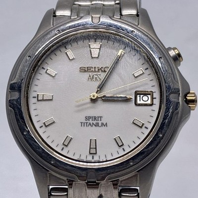 Seiko Spirit Uhr 5M42-0D20 Titan weißes Zifferblatt Datumsfunktion