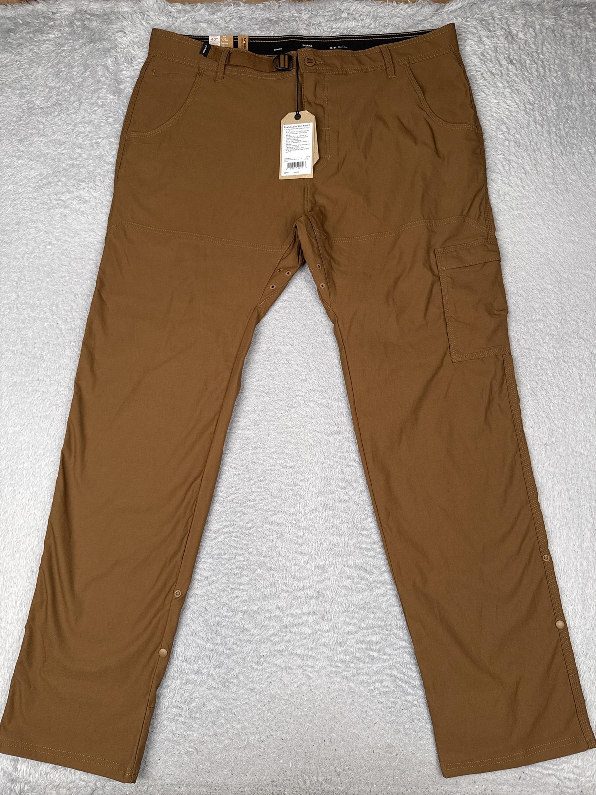 PrAna Pants Mens 40x34 Brown Stretch Zion II Slim Cargo Outdoor Hiking Travel