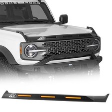 Hood Protector Stone Guard Bug Deflector W Amber Light Fit Ford Bronco 21-26 Hood Protector Stone Guard Bug Deflector W Amber Light Fit Ford Bronco 21-26