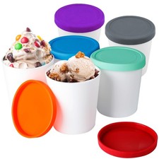 Mini Récipients à Crème Glacée Maison - Pack de 6 Réutilisables 8Oz Silicone Sans Fuite L...