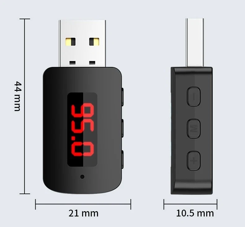 Bluetooth 5.4 Car Transmitter Receiver Handsfree Call USB Mini Wireless Audio US - Image 2 of 4