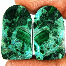 40.30 Cts Malachite Chrysocholla Gemstone Fancy Pair Cabochon Natural