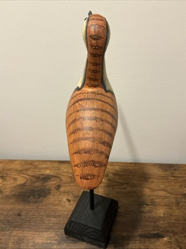 15 Inch Hand Carved White Washed Wood Bird Statue Home Coastal Decor Sculpture - Picture 2 of 6