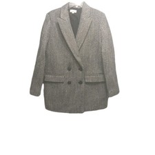 ANN TAYLOR LOFT Women's Black/white HERRINGBONE DOUBLE BREAST BLAZER SZ 10 USED