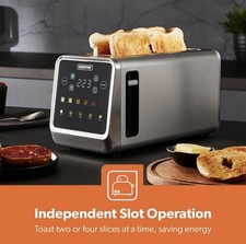 GEEPAS 5-in-1 DIGITAL 4 Slice Long Slot Toaster