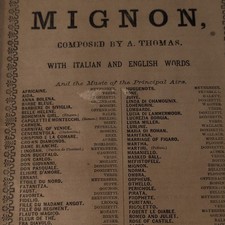 Opera Mignon Libretto/Publication - French & English Words, Principal Airs Music