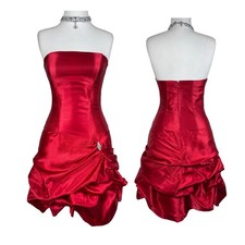Vintage Jessica McClintock Gunne Sax Red Satin Cocktail Dress, Y2K Party Dress