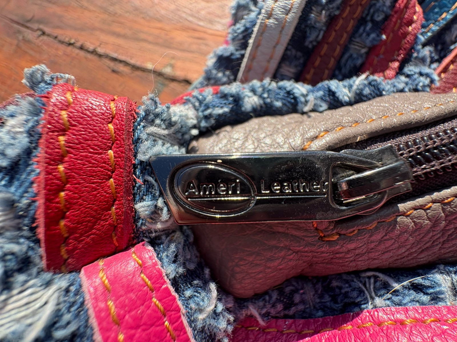 Ameri Leather Striped Duffel / Overnight Bag - image 3