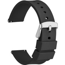 22mm Silicone Watch Band, Quick Release Rubber Replacement Strap with Silver ...