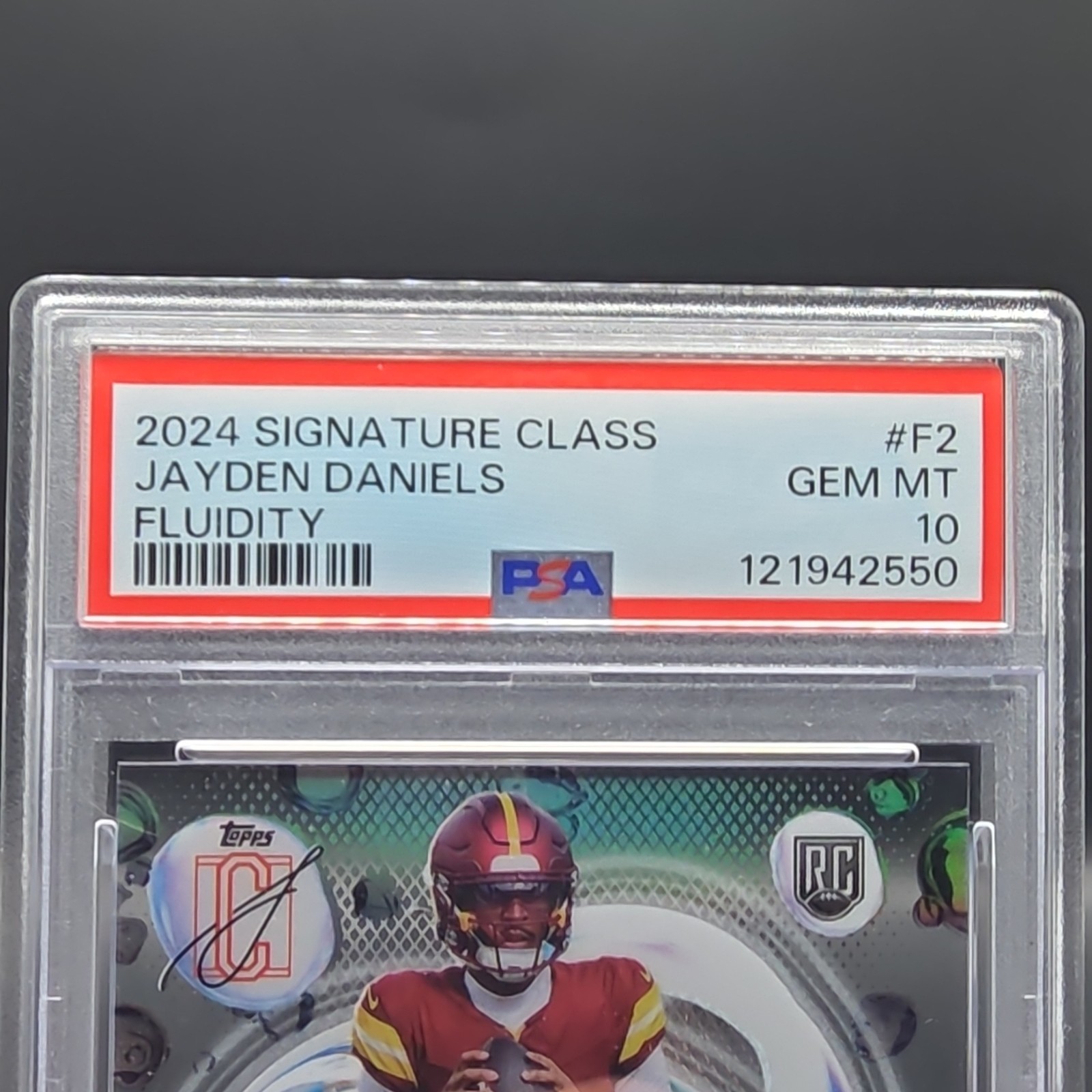 Topps 2024 Signature Class Jayden Daniels Fluidity F-2 RC Commanders PSA 10 view 3