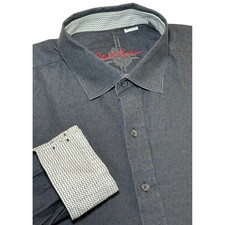 Robert Graham Mens XL Shirt Black Dots All Over Long Sleeve Button Up Flip Cuffs