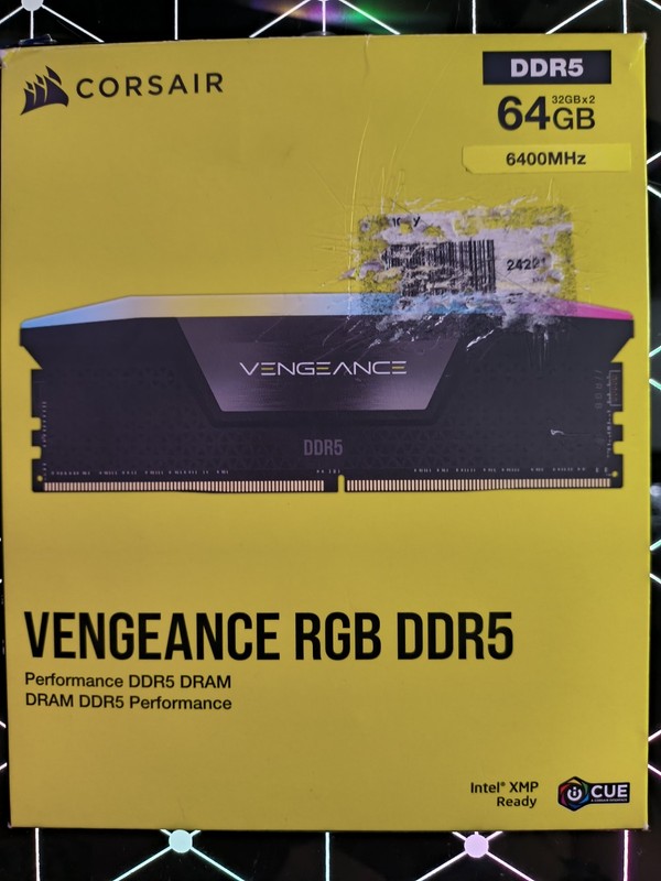 Corsair Vengeance RGB DDR5 64GB (2x32GB) 6400MHz DIMM Intel XMP