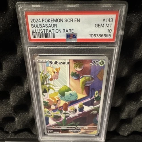 2024 POKEMON SV07: STELLAR CROWN #143 BULBASAUR ILLUSTRATION RARE HOLO PSA 10