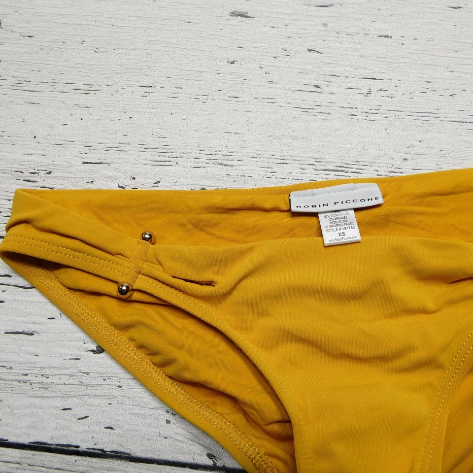Parte inferior de natación de bikini Robin Piccone para mujer XS mostaza Luca 181762 detalle de cuentas doradas Foto 3 de 4