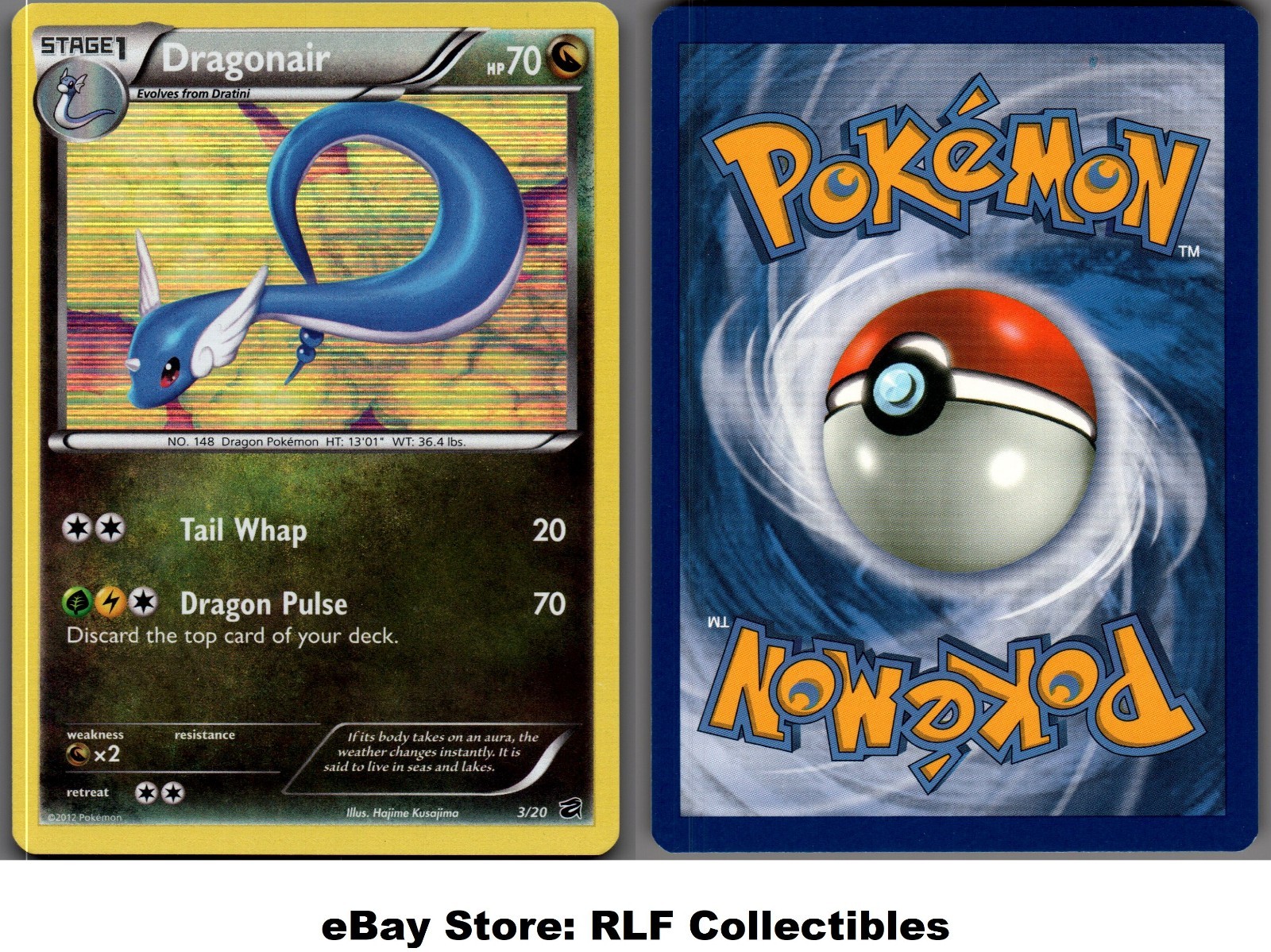 2012 Pokemon, B&W Dragon Vault, #3/20 Dragonair, Holo Rare
