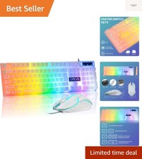 Ergonomic Rainbow LED Keyboard and RGB Wired Mouse - Perfect for Work  Gaming